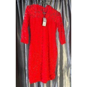 BKMGC Red 3/4 sleeve Lace Dress Sz. SM